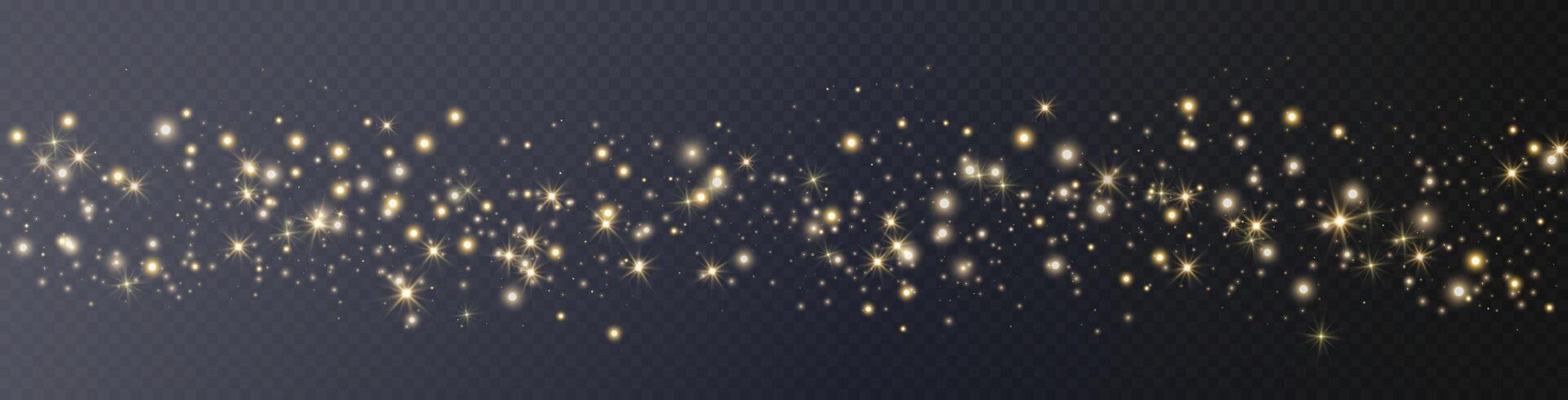 oro reluciente puntos, partículas, estrellas magia chispas. resplandor llamarada ligero efecto. oro luminoso puntos. vector