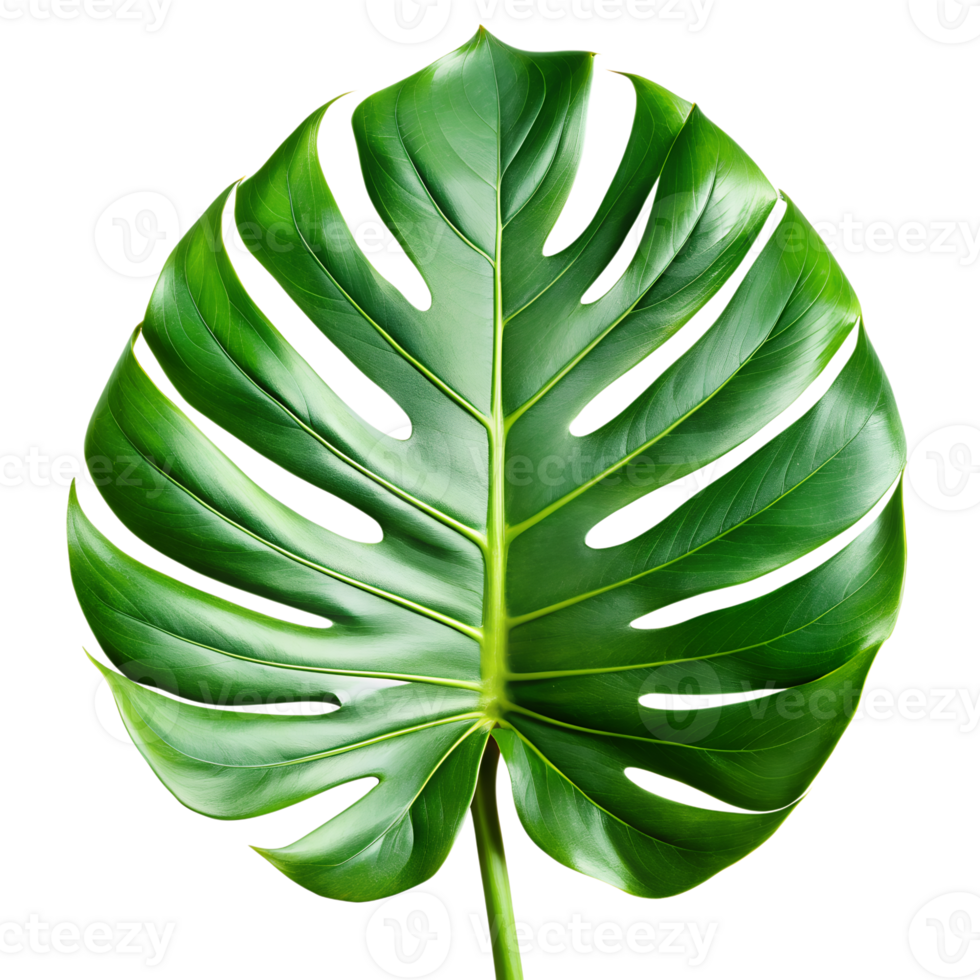 un' verde foglia Monstera palma isolato su un' traslucido sfondo. png