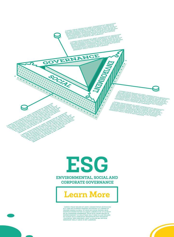 ESG Concept of Environmental, Social and Governance. Sustainable Development. Isometric Outline Concept. Green Color. vector