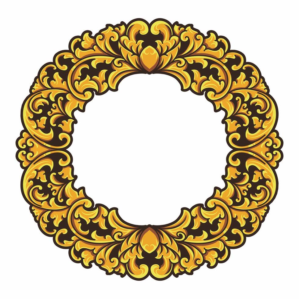 Isolated borders or frames ornament. Ornamental elements for your designs. Black and gold colors. Floral carving decoration for postcards or invitations for social media. vector