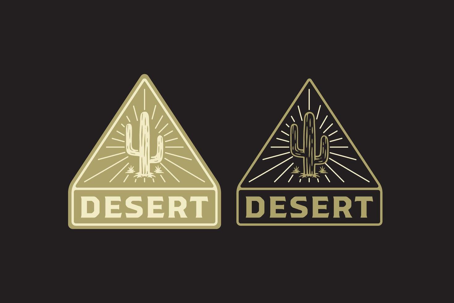 cactus desert native badge logo design for garden and landscape company business vector