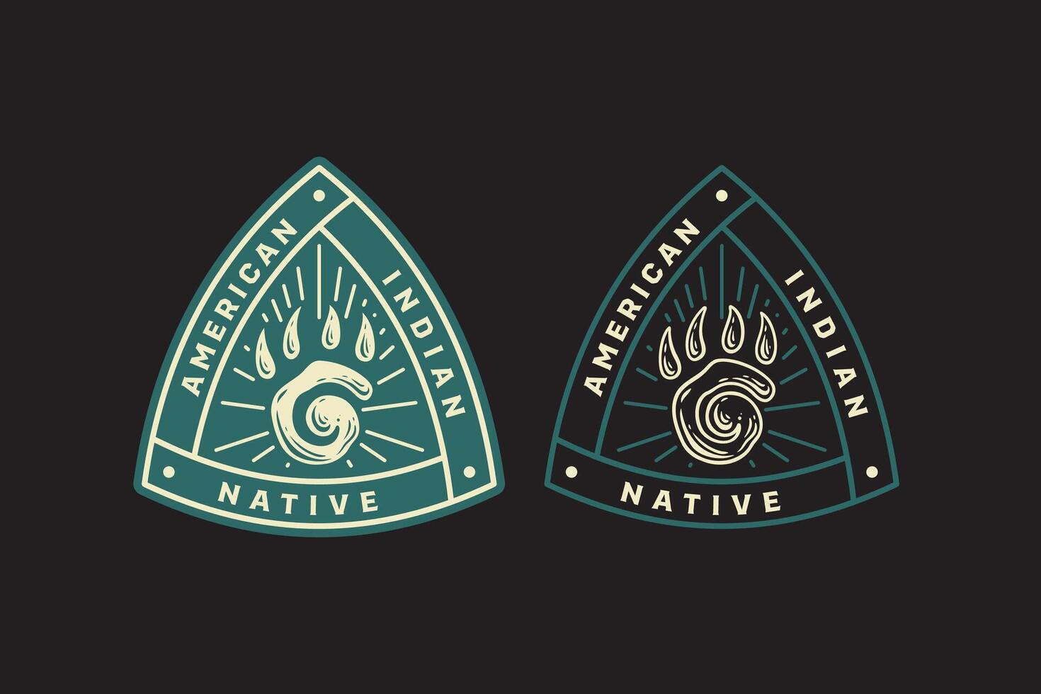 bear footprints paw native indian badge logo design for adventure and outdoor culture business vector