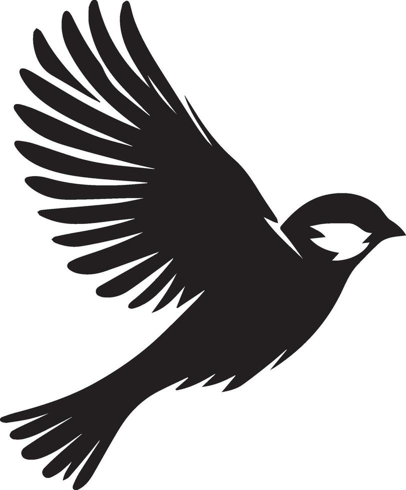 Sparrow silhouette illustration on white background. Sparrow logo. vector