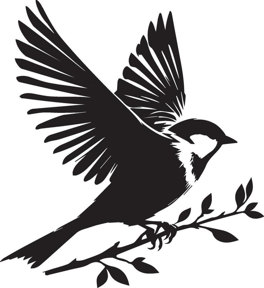 Sparrow silhouette illustration on white background. Sparrow logo. vector