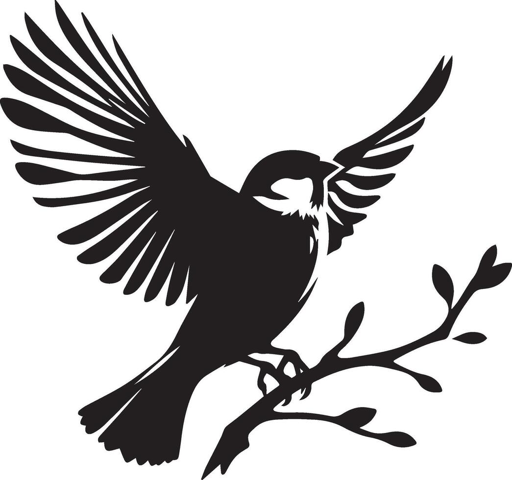 Sparrow silhouette illustration on white background. Sparrow logo. vector