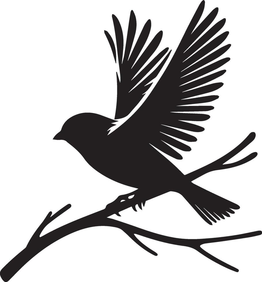 Sparrow silhouette illustration on white background. Sparrow logo. vector
