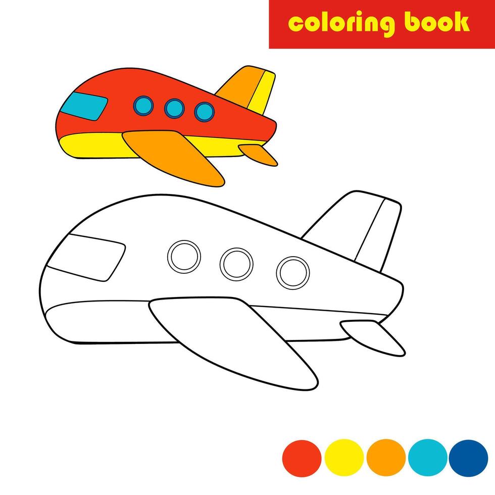 Coloring book for kids, plane vector