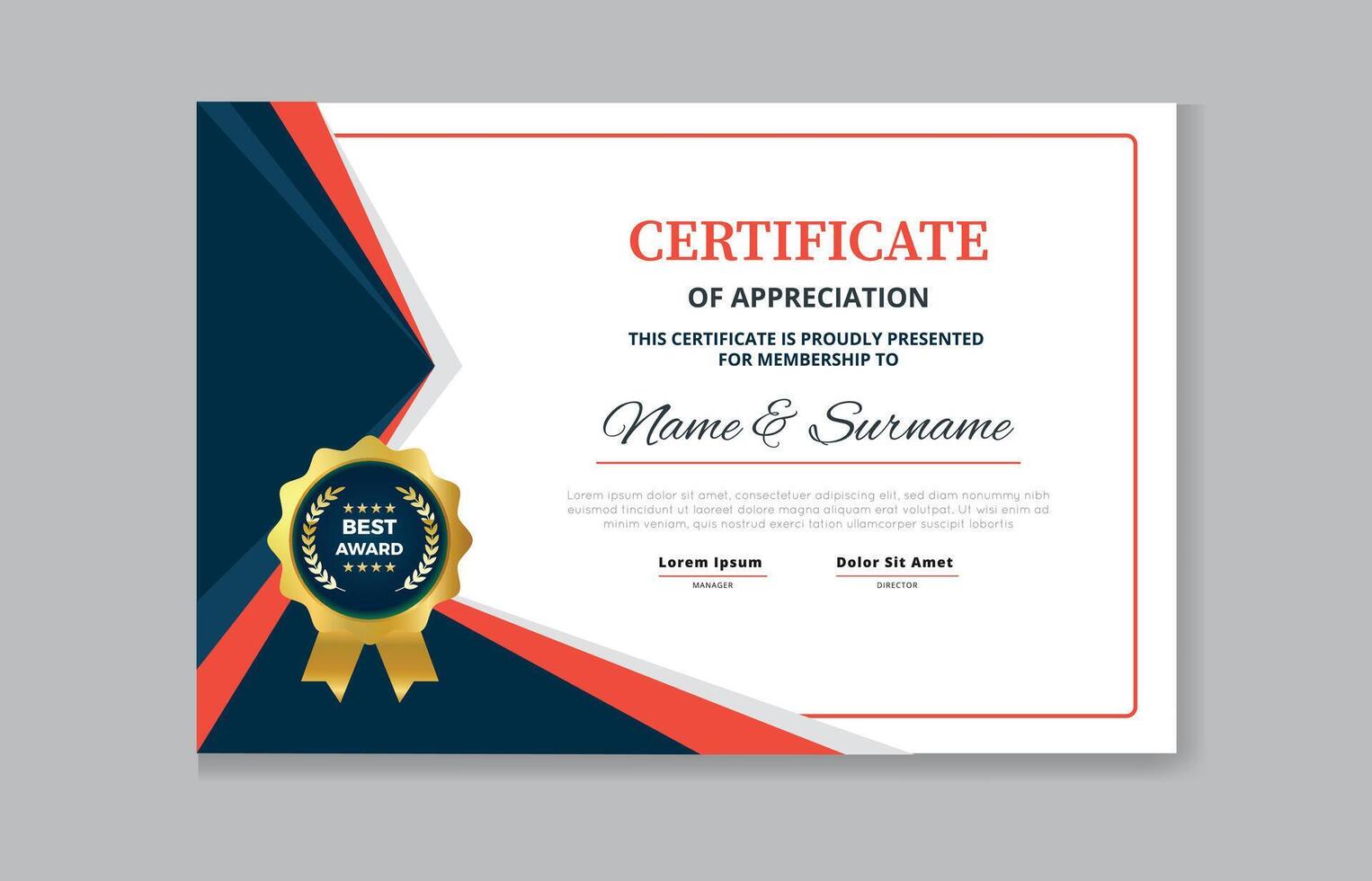 Certificate of Appreciation template, certificate of achievement, awards diploma template pro style EPS10 vector