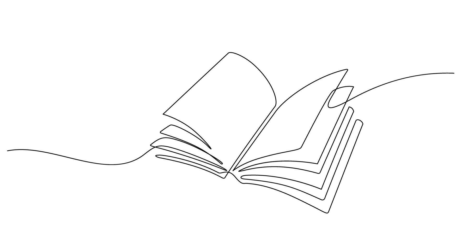 opened book continous line drawing minimalism decorative art vector