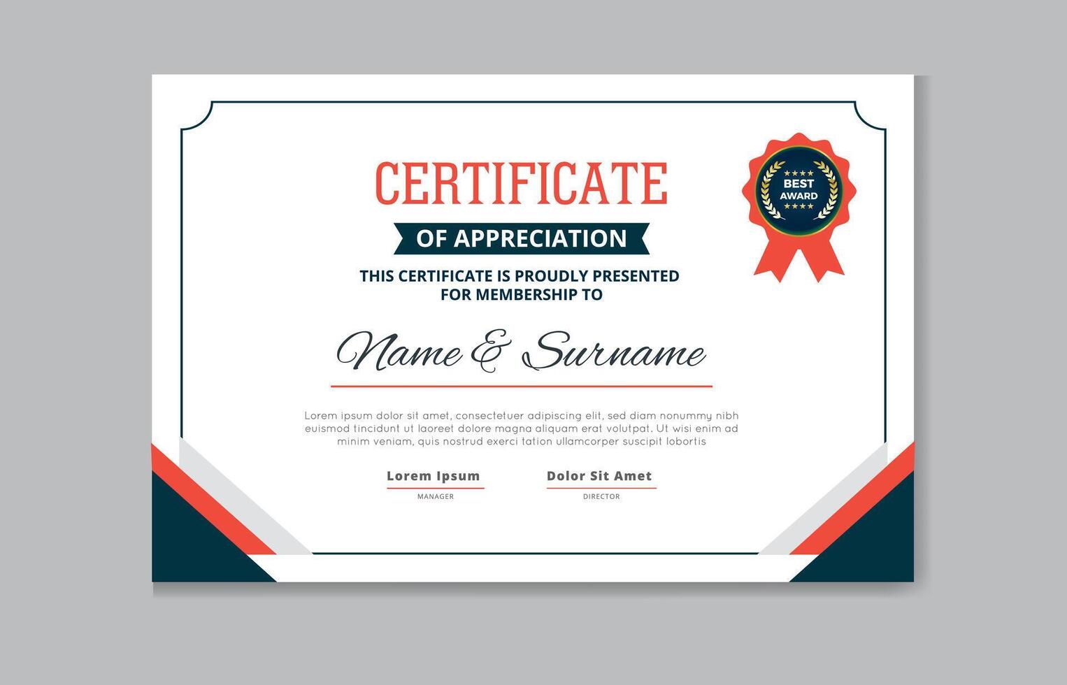 Certificate of Appreciation template, certificate of achievement, awards diploma template pro style EPS10 vector