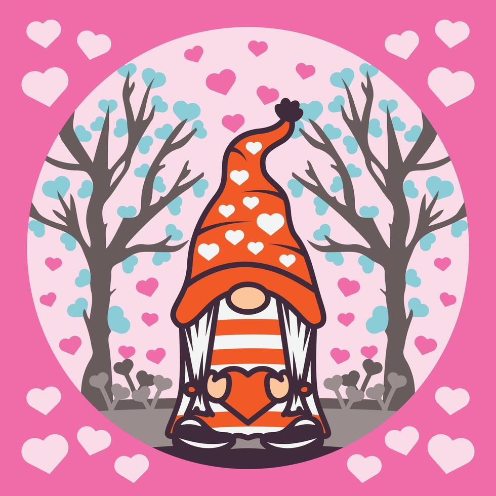 Valentine Gnome Shadow Box Background vector