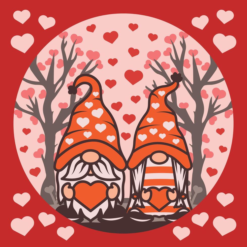 Valentine Gnome Shadow Box Background vector