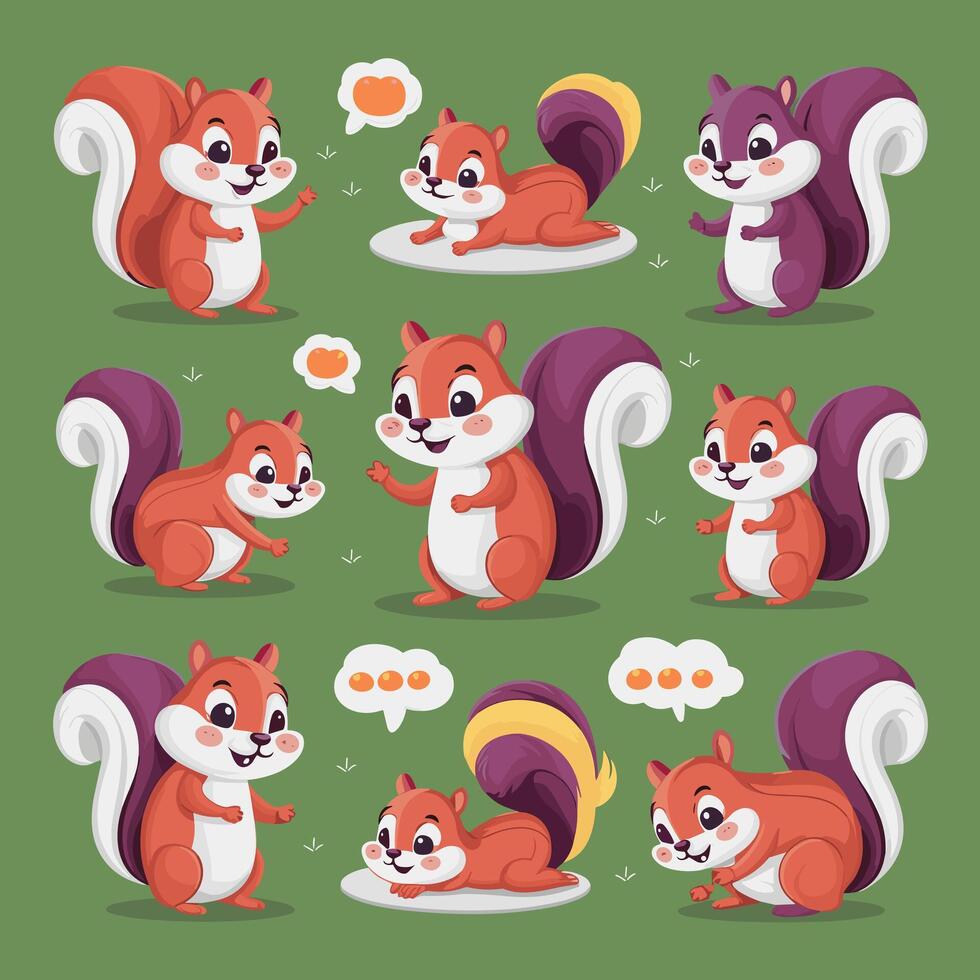 of cartoon squirrel illustration on white background vector