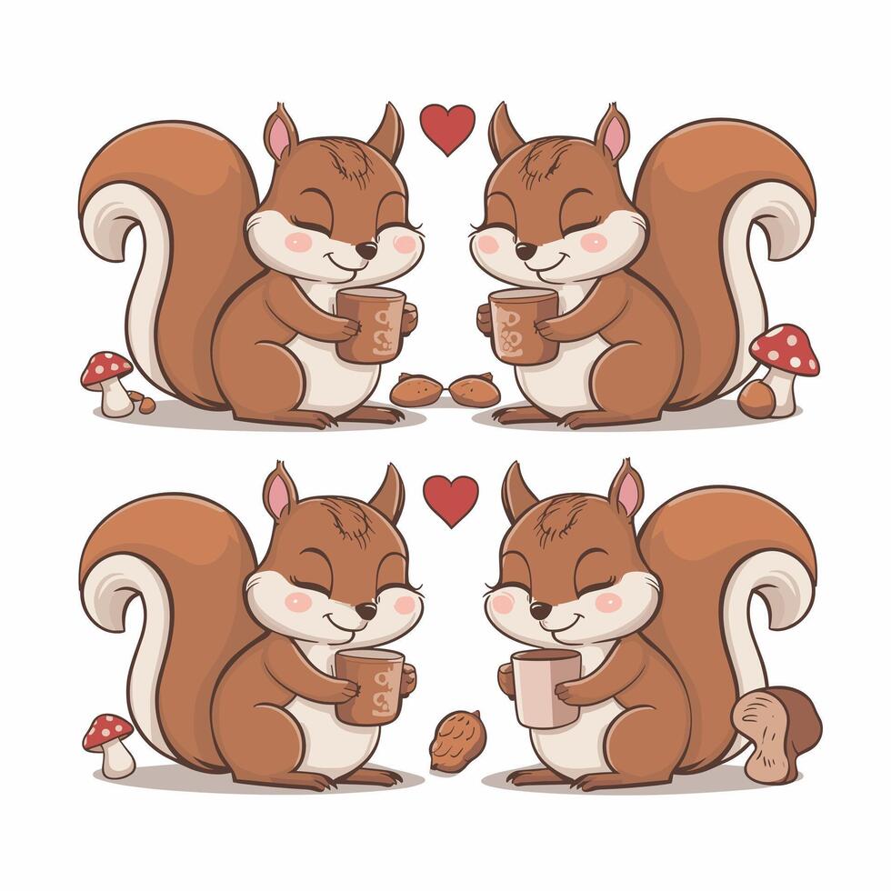 of cartoon squirrel illustration on white background vector