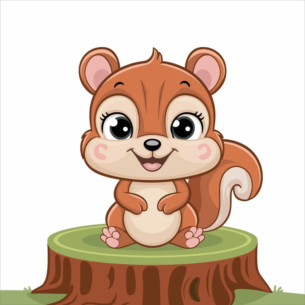of cartoon squirrel illustration on white background vector