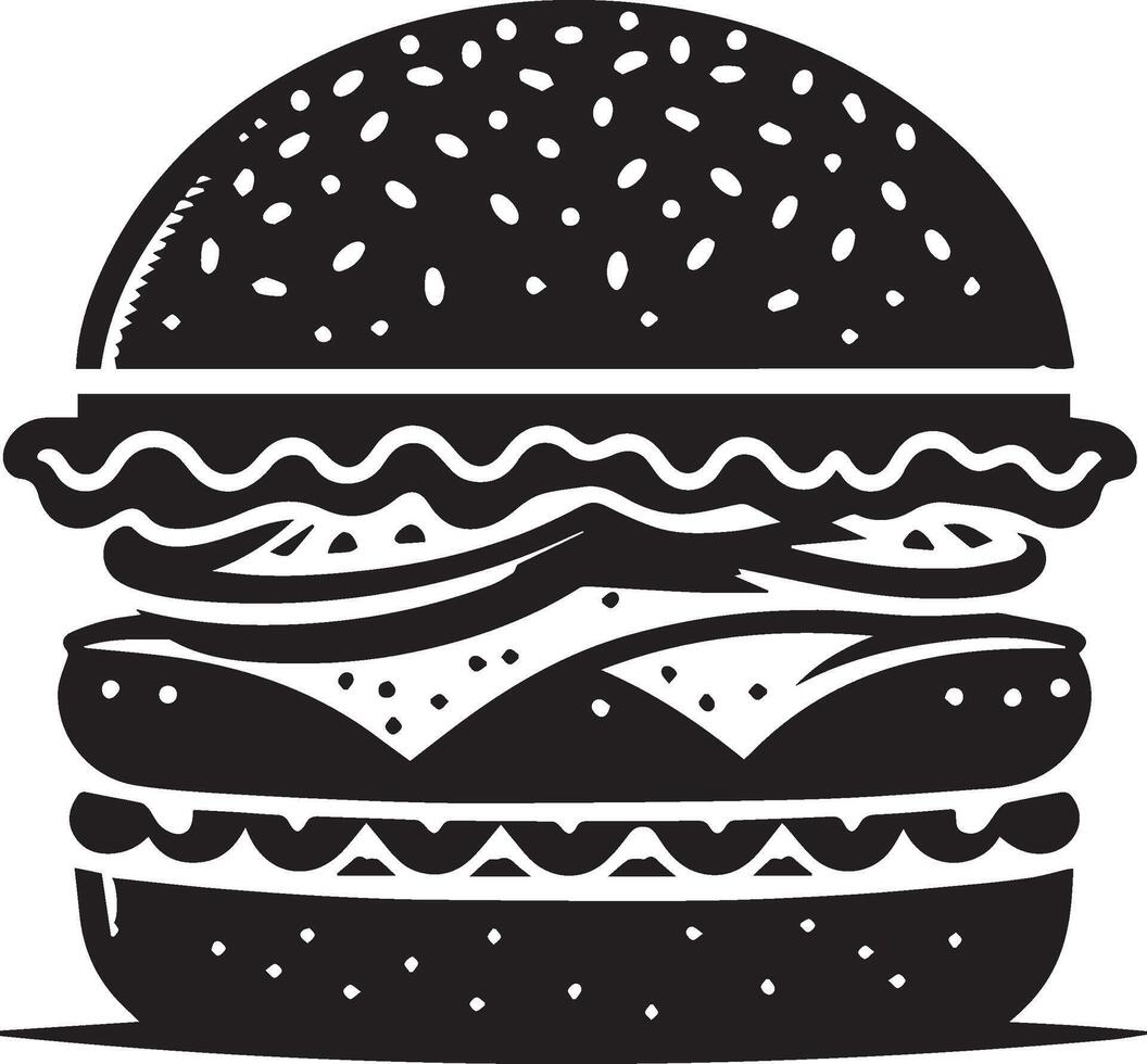 Burger silhouette illustration on white background. Burger logo vector