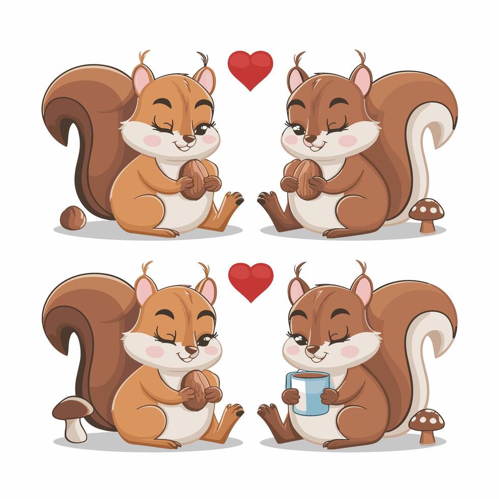 of cartoon squirrel illustration on white background vector