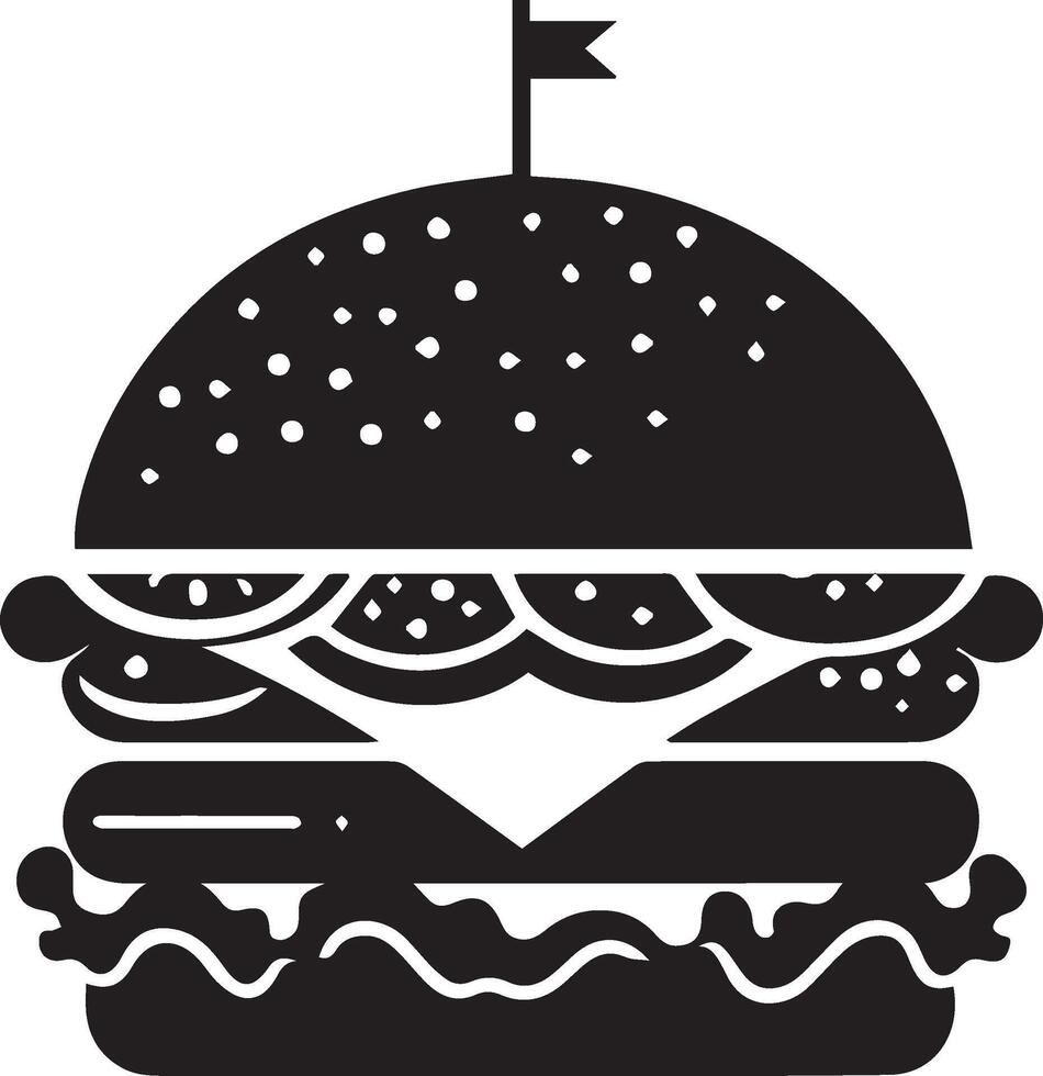 Burger silhouette illustration on white background. Burger logo vector