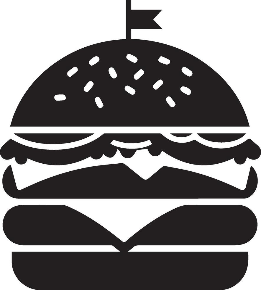 Burger silhouette illustration on white background. Burger logo vector