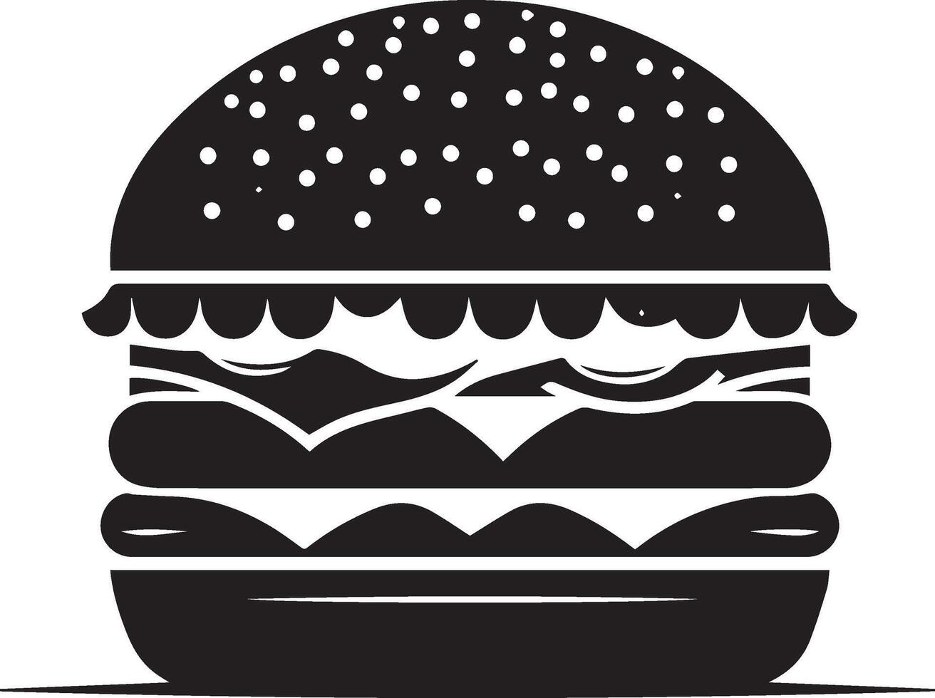 Burger silhouette illustration on white background. Burger logo vector