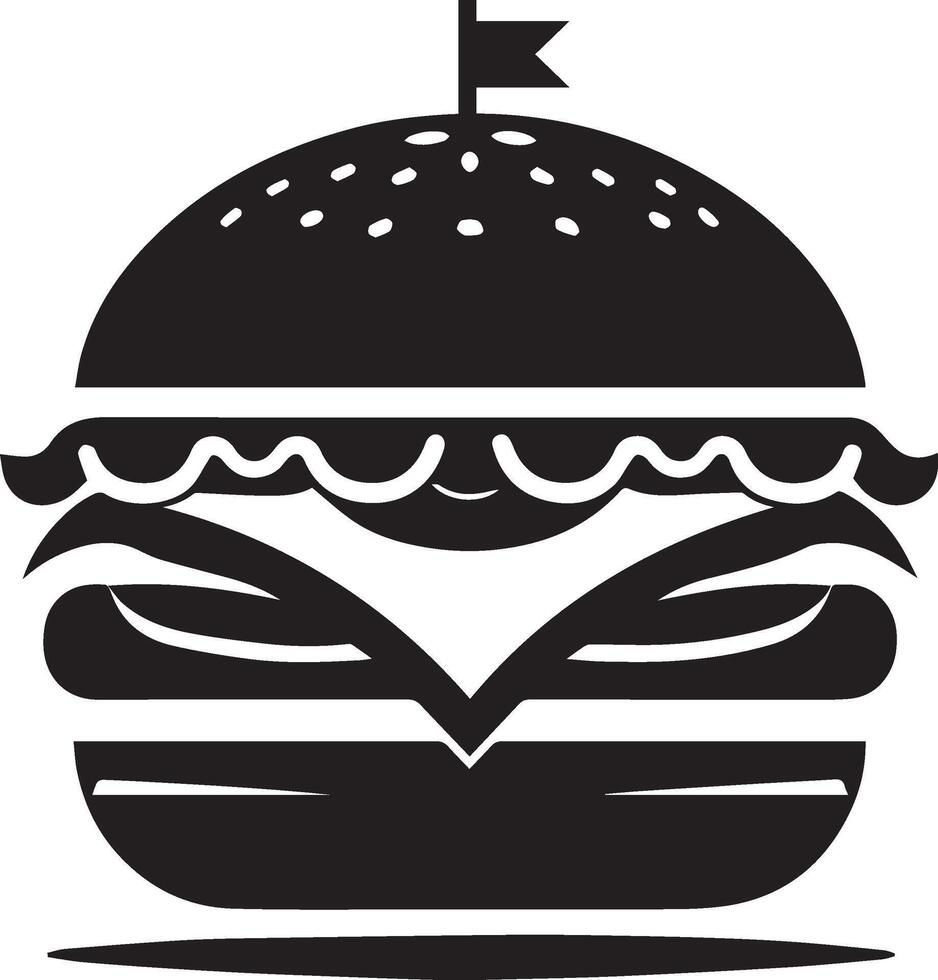 Burger silhouette illustration on white background. Burger logo vector