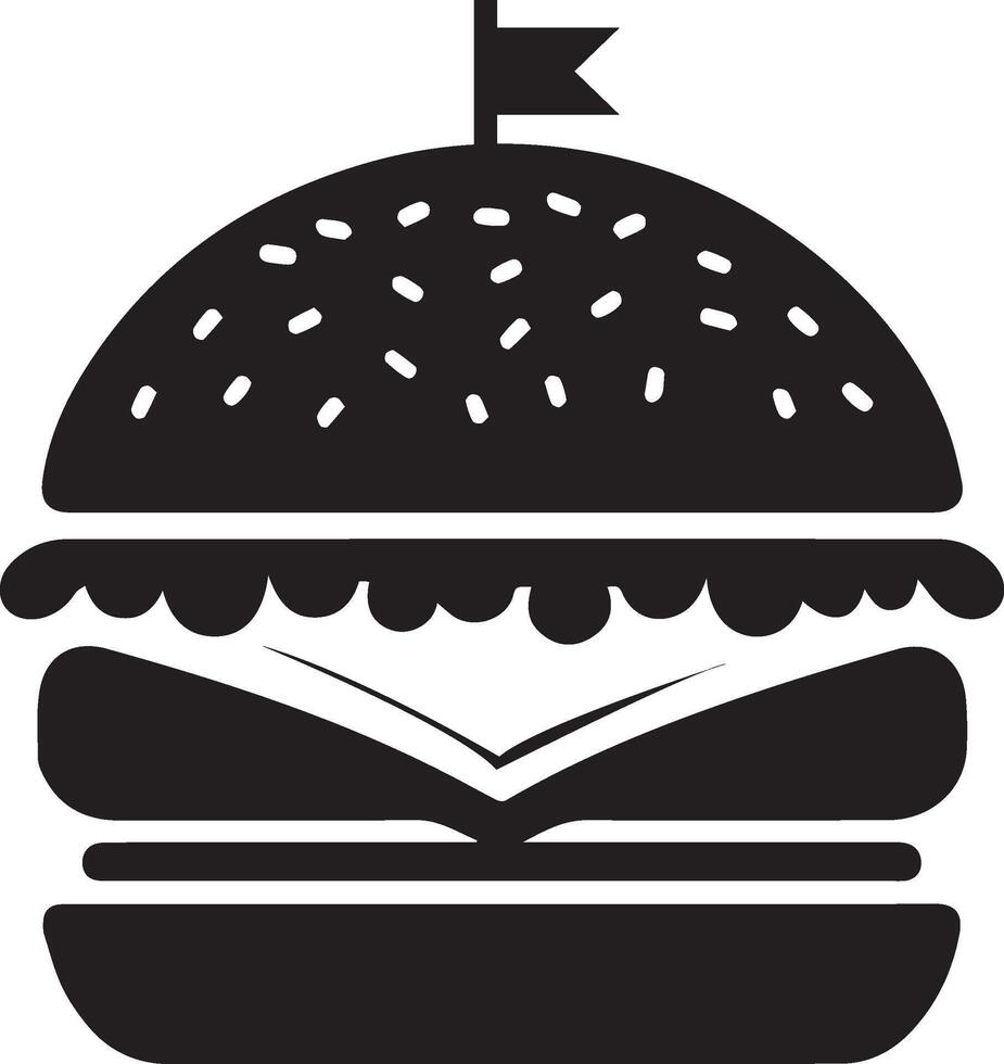 Burger silhouette illustration on white background. Burger logo vector