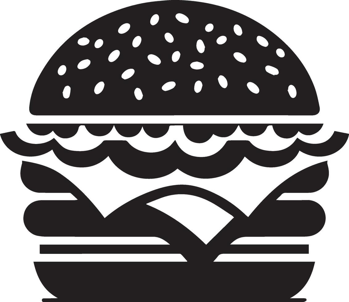 Burger silhouette illustration on white background. Burger logo vector