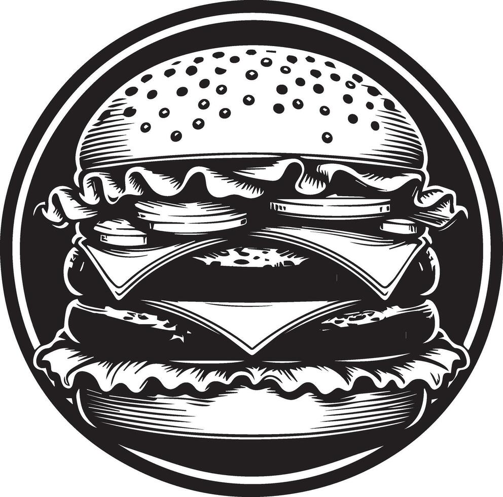 Burger silhouette illustration on white background. Burger logo vector