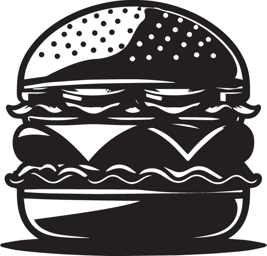 Burger silhouette illustration on white background. Burger logo vector