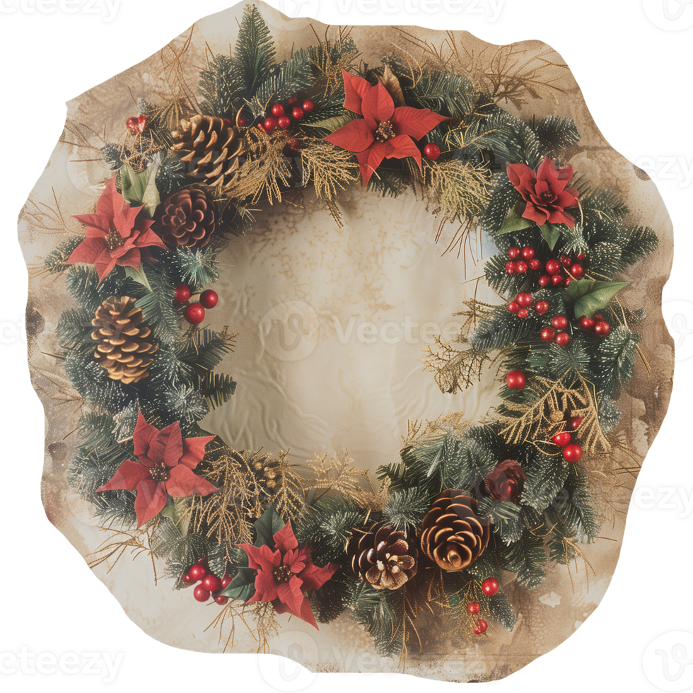 Christmas wreath old fashioned cut out photo png