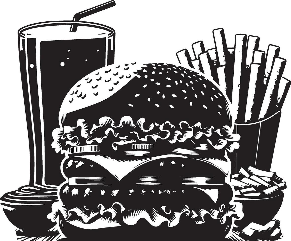 Burger silhouette illustration on white background. Burger logo vector