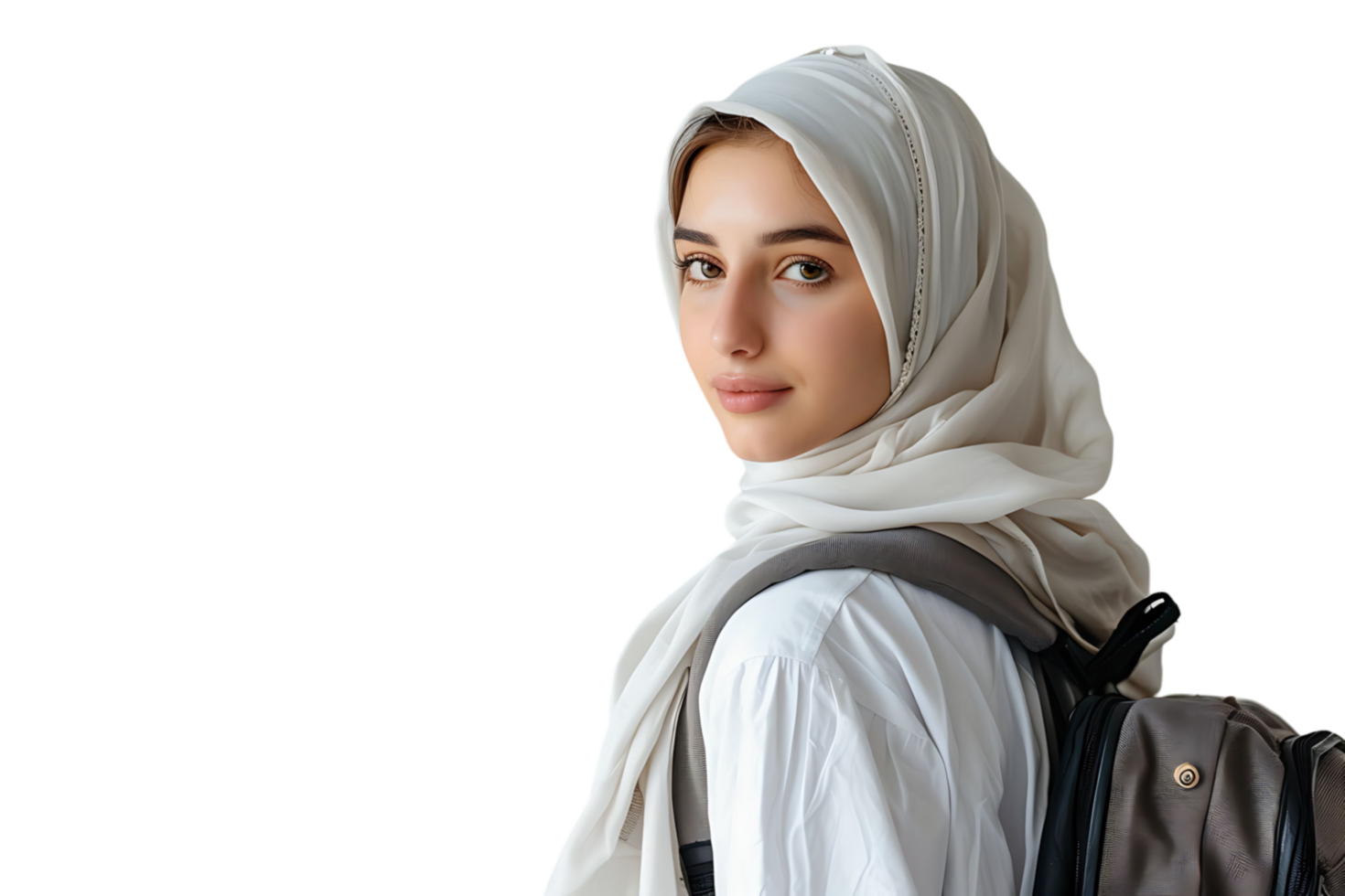 Pakistani girl dressed stylish clothes going to university on isolated transparent background png
