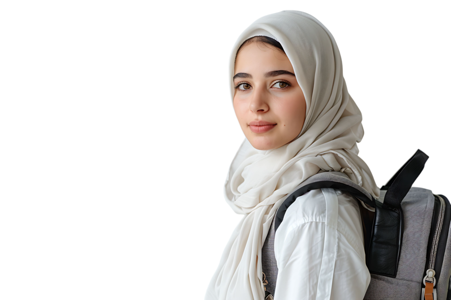 Pakistani girl dressed stylish clothes going to university on isolated transparent background png