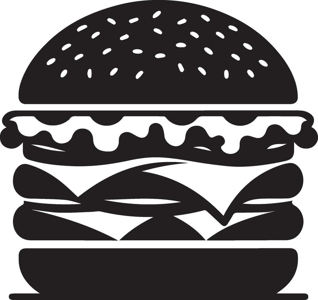 Burger silhouette illustration on white background. Burger logo vector
