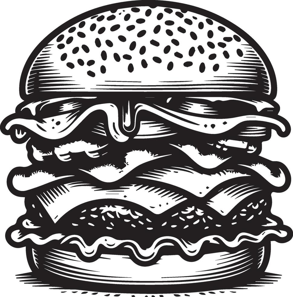 hamburguesa silueta ilustración en blanco antecedentes. hamburguesa logo vector