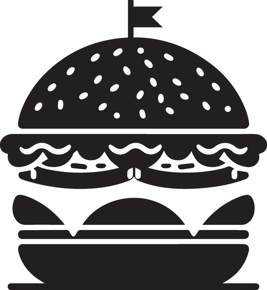 Burger silhouette illustration on white background. Burger logo vector