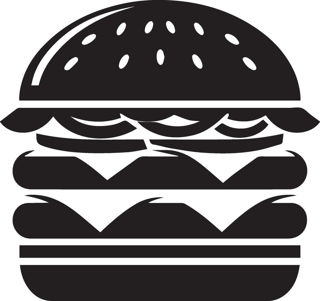 Burger silhouette illustration on white background. Burger logo vector