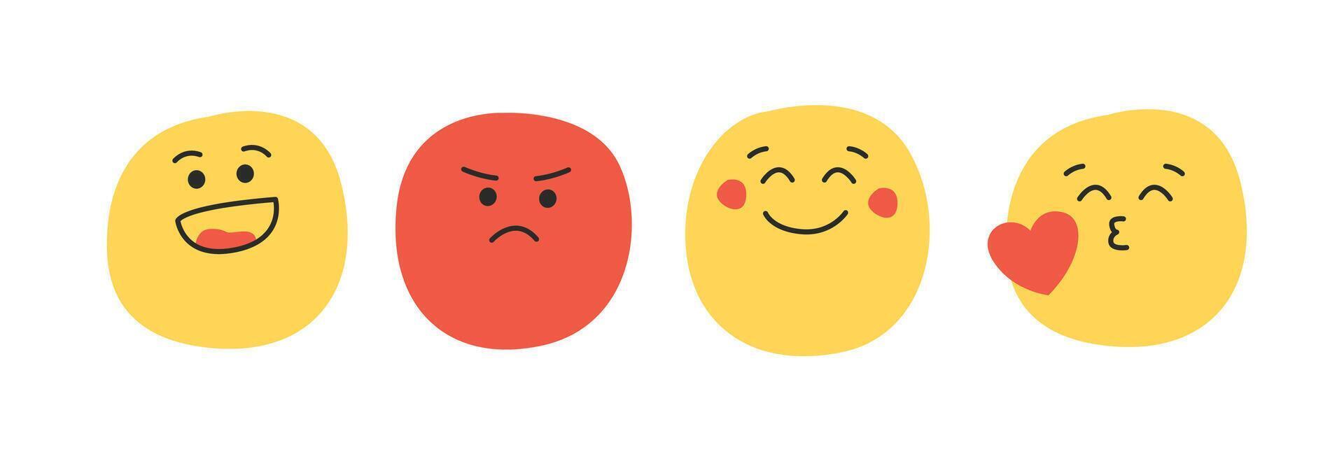 Emoji Set with Different Reactions vector