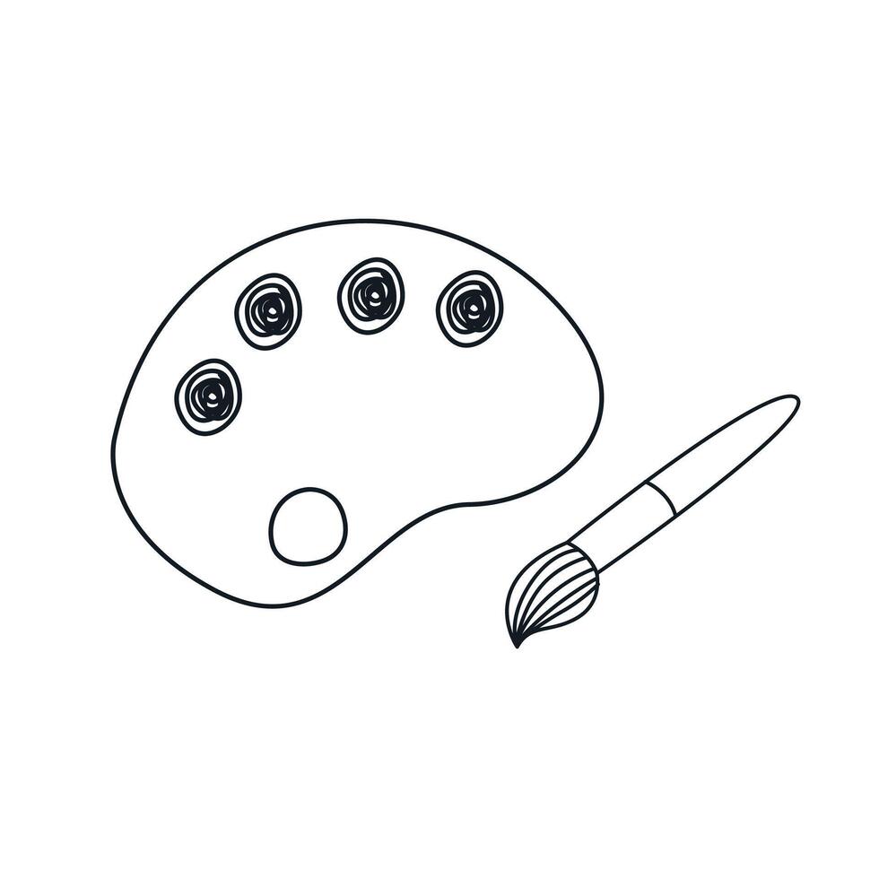 paint palette with brushe vector