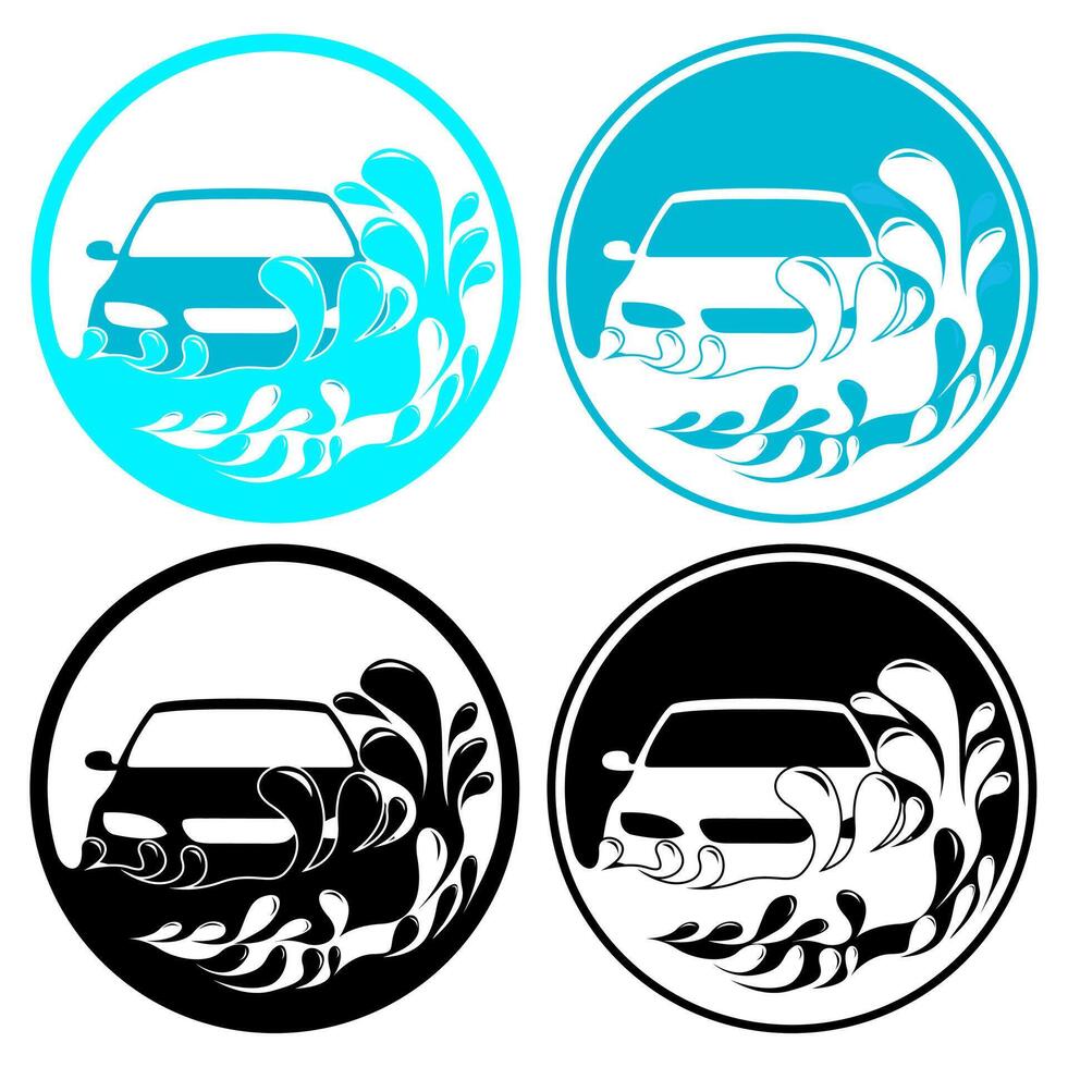 set Modern car wash icon sign. manual car cleaning logo design vector