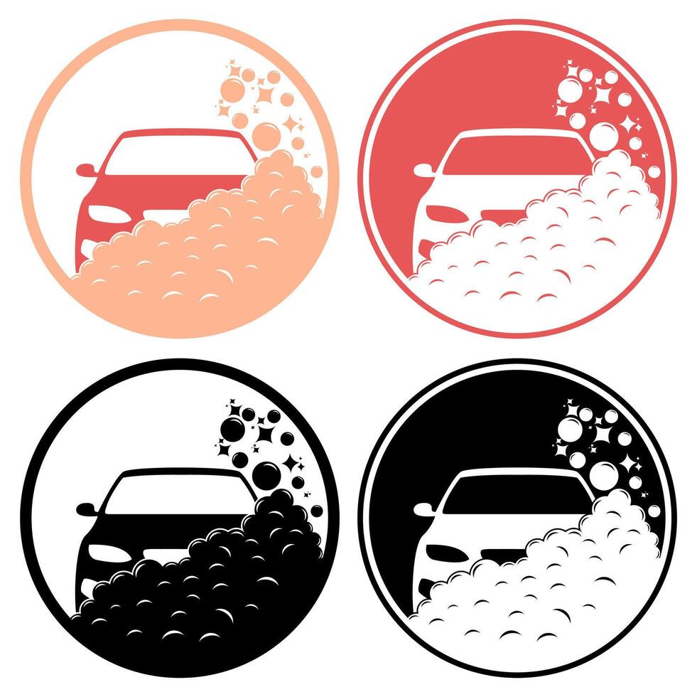 set car wash service logo automobile cleaning vector