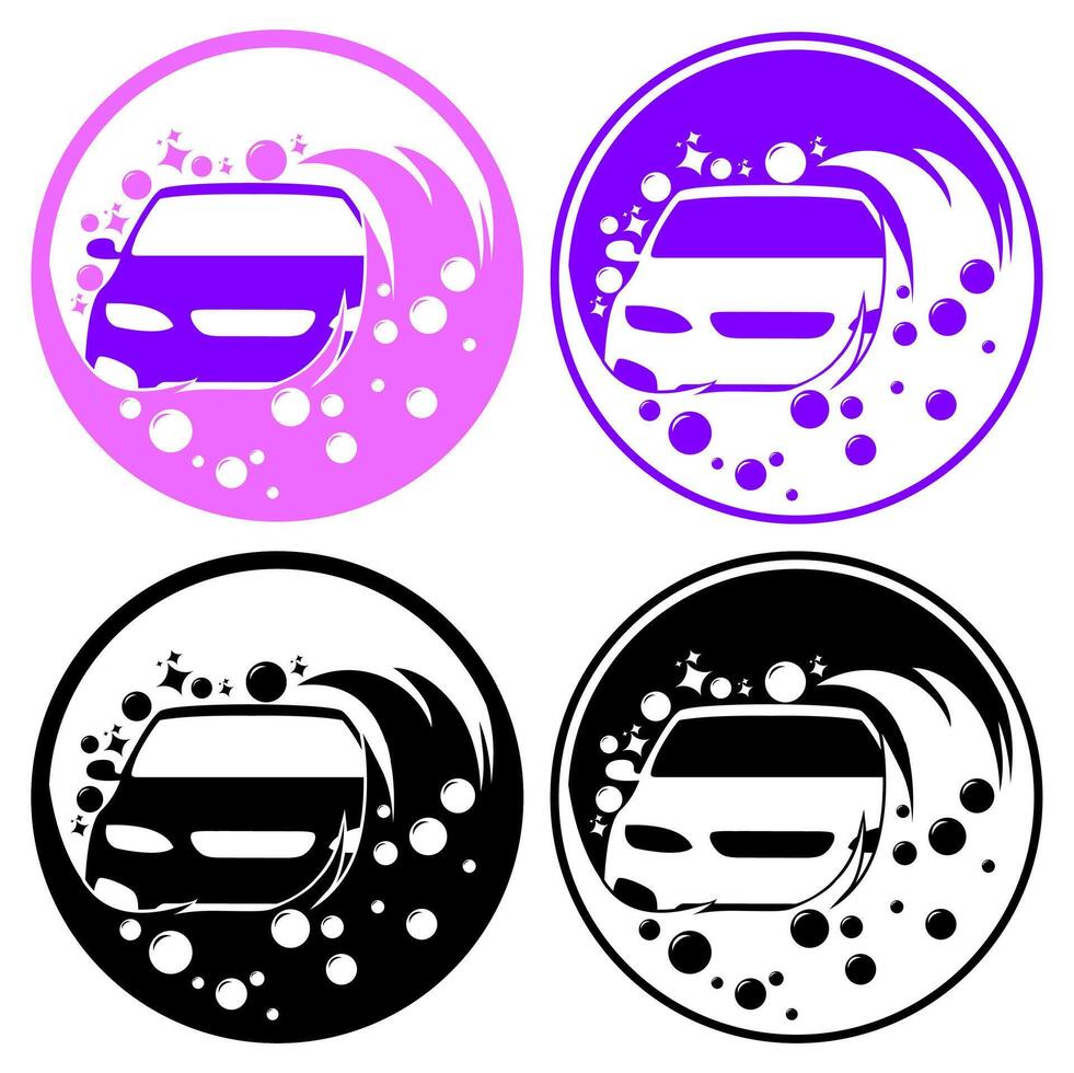 set auto detailing car wash icon sign. cleaner automotive logo design vector
