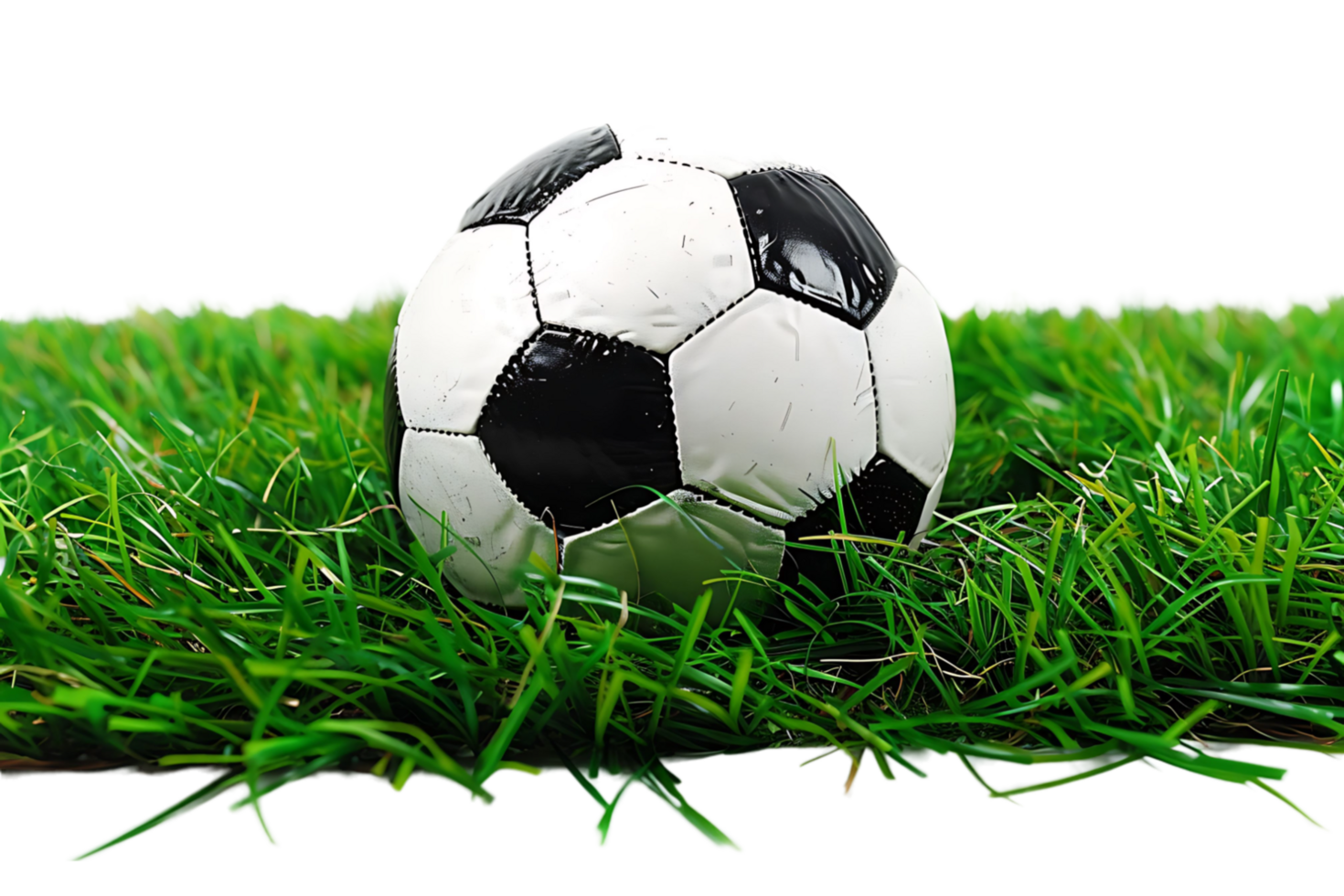 Soccer ball on grass on transparent background png