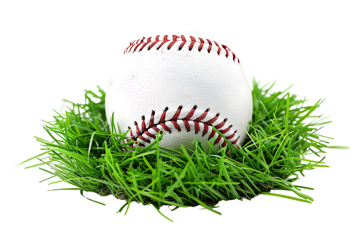 Baseball on grass on transparent background png
