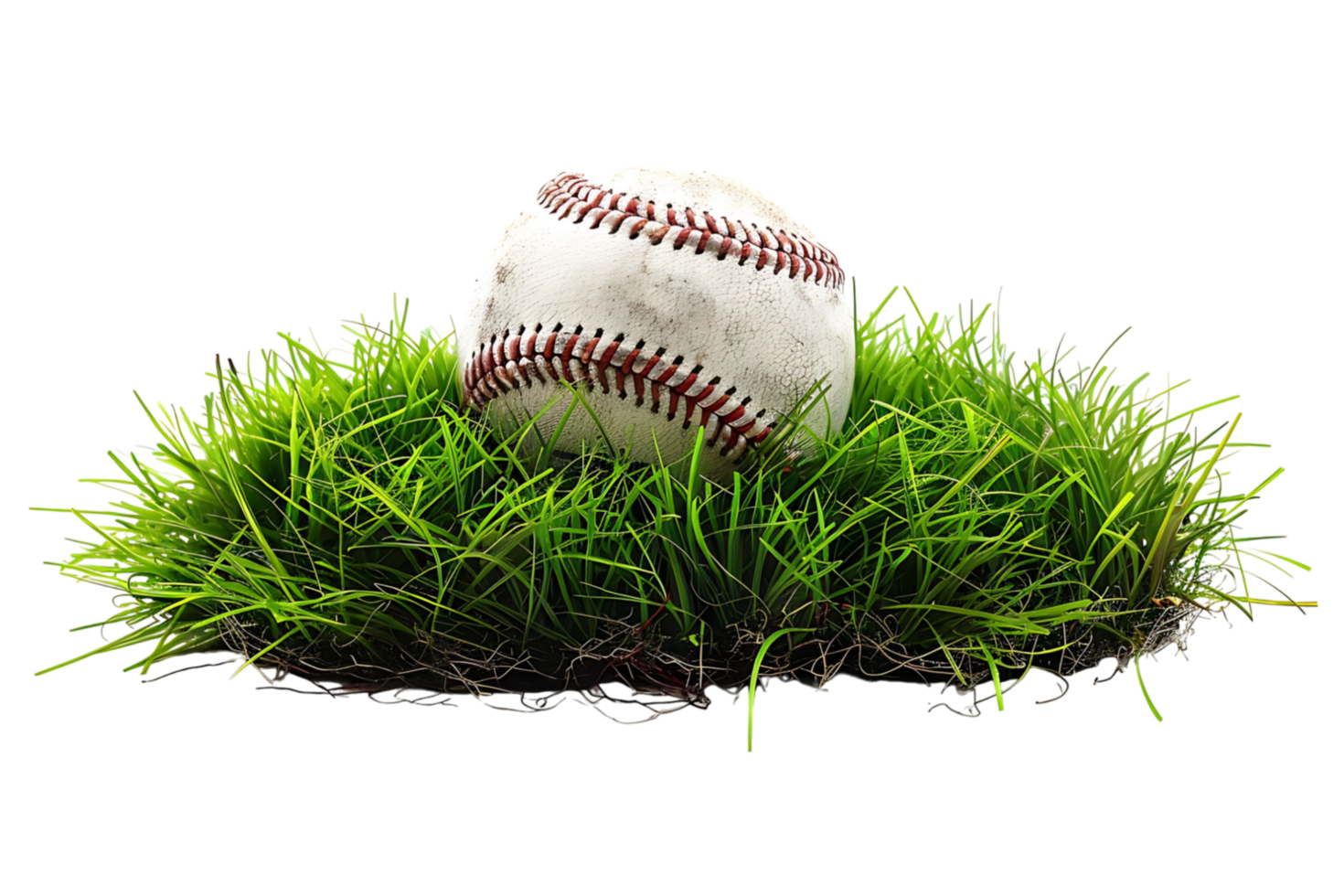 Baseball on grass on transparent background png