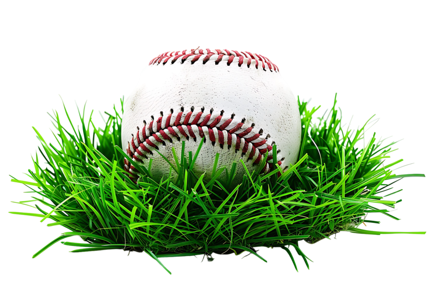 Baseball on grass on transparent background png