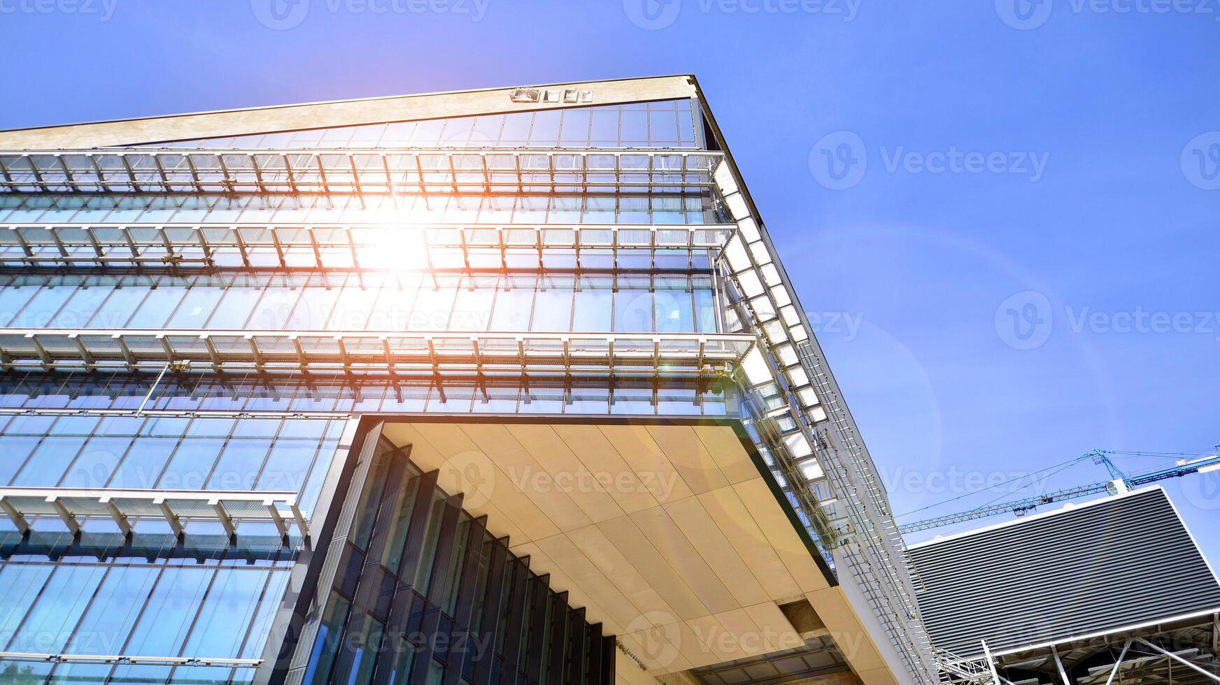 Architectural facade building with of glass elements. Exterior of a ...