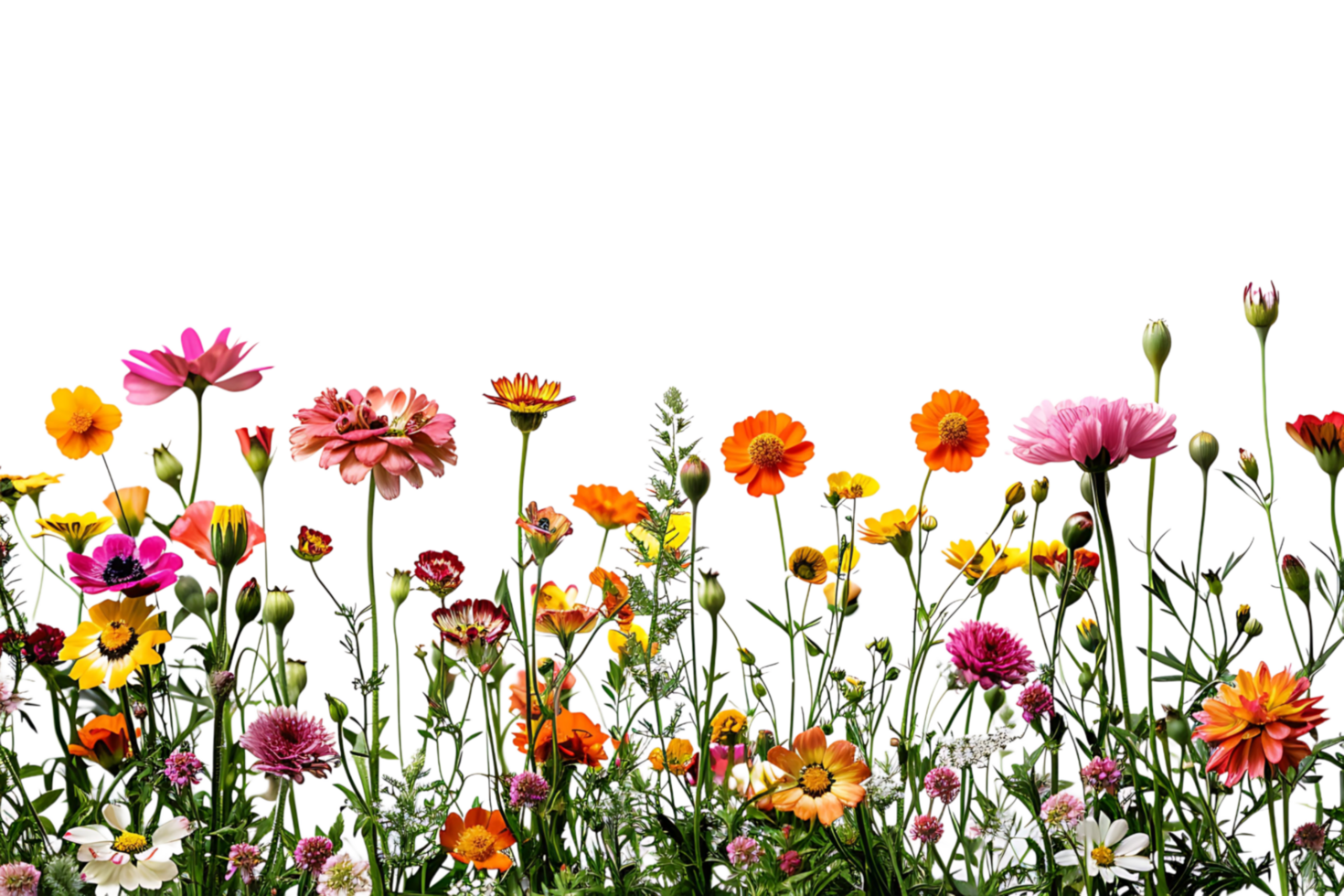 Flowers field on isolated transparent background png