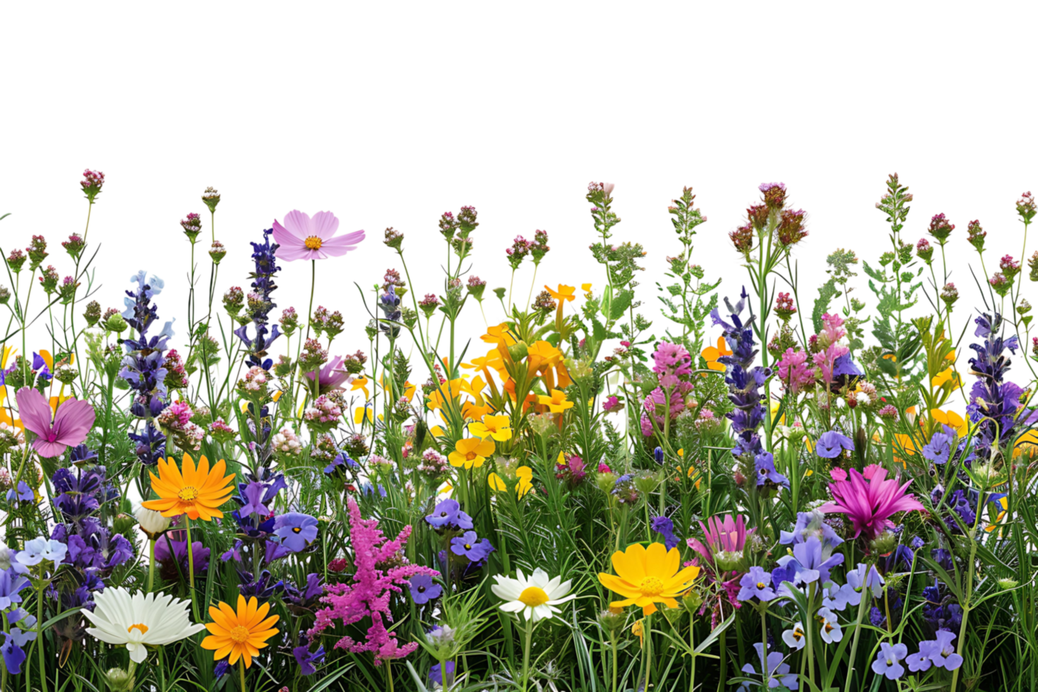 Flowers field on isolated transparent background png