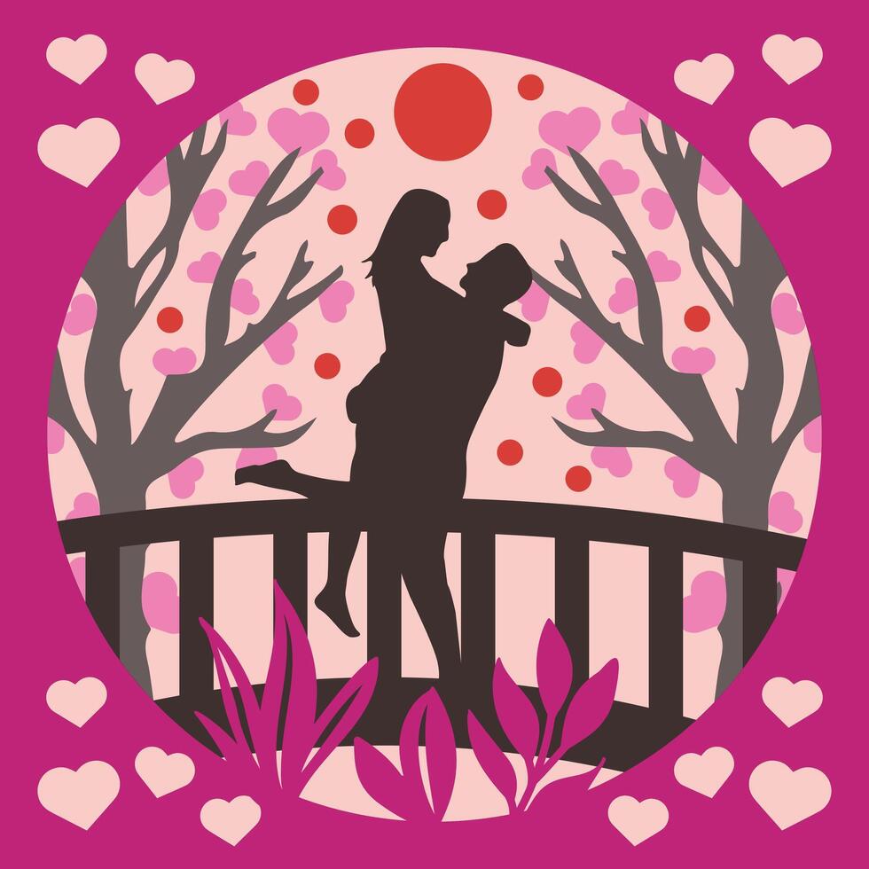 Wedding Couple Shadow Box Background vector